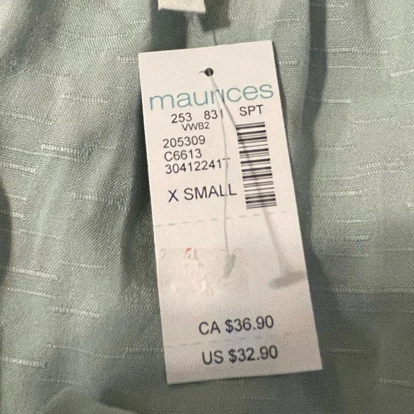 Maurices Women’s X small adj spaghetti strap mint green drop waist top blouse - Picture 5 of 11